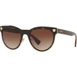Versace Retro Square Polarized Women Brown Metal Frame Vintage Shade Sunglasses